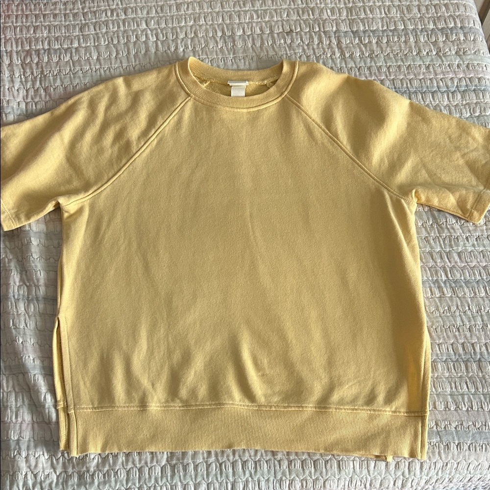 H&M Short-Sleeve Crewneck Top - Pale Yellow